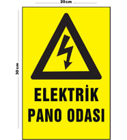 Metal Elektrik Pano Odası 20cm x 30cm A4 Büyüklüğünde Uyarı Levhası Yönlendirme Tabelası