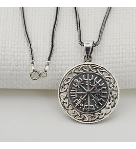 Viking Pusulası 925 Ayar Gümüş Erkek Kolye