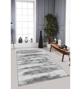 Gri Sade Desensiz Kaymaz Tabanlı Dekoratif Halı MU006 - 100 x 160 cm