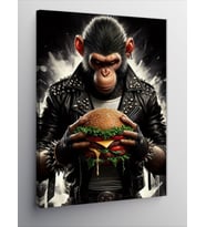 Kanvas Tablo Burger Tutan Maymun
