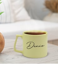 BK Gift Kişiye Özel İsimli Pastel Sarı Middle Kupa Bardak, Arkadaşa Hediye, Ev Hediyesi, Doğum Günü Hediyesi, Ofis Hediyesi-7