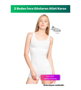 2 Beden İnce Görünüm Kalın Askılı Kadın Atlet Korse Sıkılaştırıcı Şekillendirici Esnek Toparlayıcı (Beyaz)