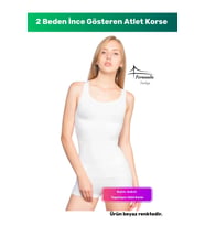 2 Beden İnce Görünüm Kalın Askılı Kadın Atlet Korse Sıkılaştırıcı Şekillendirici Esnek Toparlayıcı (Beyaz)