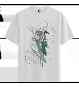 Abstract Girl - %100 Pamuklu Kadın Beyaz Tişört - Premium Quality