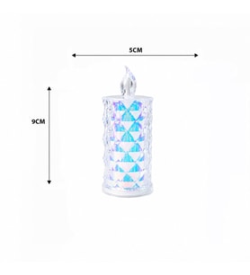 12 Adet Led Candle Kamp Küçük Boy= ÇAP:5CM - Y: 9CM Pilli Led Mum Mika Kristal Plastik YAKUT-13635