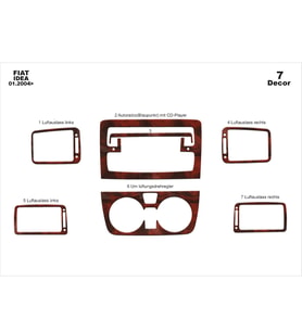 Meriç® Fiat Idea Ön Torpido Kaplama Maun 7 Parça 2004-2009 (Maun)