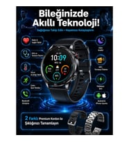 Mey İthalat® Çift Kordonlu Yüksek Çözünürlüklü Akıllı Saat Uyku İzleyici & Spor Modları