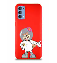 Oppo Reno 4 Soft Premier Kapak Sandy Tasarımlı Silikon Kılıf - Kırmızı (Şeffaf)