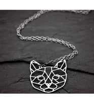 Geometrik Kedi Gümüş Kolye