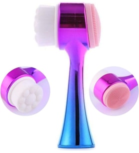® Çift İşlevli Renkli Cilt Yüz Temizleme Fırçası Peeling Masaj Etkili Gözenek Temizleyici Alet
