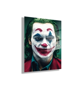 Temperli Gerçek Cam Tablo Film Karakteri Joker Portresi
