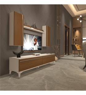 Decoraktiv Eko 7 Mdf Std Silver Tv Ünitesi Tv Sehpası (Beyaz - Ceviz)