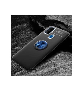 Samsung Galaxy M30S Uyumlu Kılıf Zore Ravel Silikon Kapak (Siyah-Mavi)