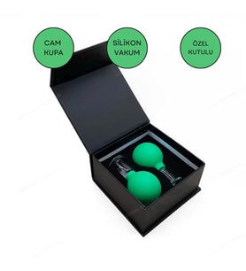 Silikon Vakumlu Cam Yüz Masaj Kupası 2'li Set Açık Yeşil Renk