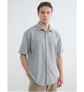 LCW Vision Gri Regular Fit Erkek Dokulu Gömlek
