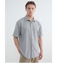 LCW Vision Gri Regular Fit Erkek Dokulu Gömlek