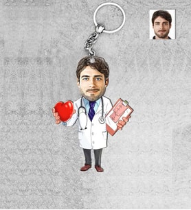 Kişiye Özel Kalp Doktoru Erkek Ahşap Anahtarlık-1