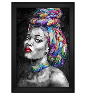Kadın Motifli Kanvas Tablo 80 x 110 cm Siyah Çerçeve