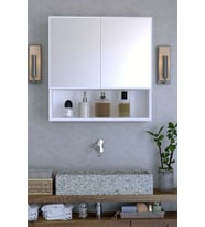 Montana Aynalı 2 Kapaklı Raflı Banyo Dolabı, Çok Amaçlı Dolabı Beyaz