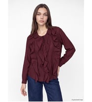 LCW Modest Bordo Bağlamalı Yaka Fırfırlı Bluz