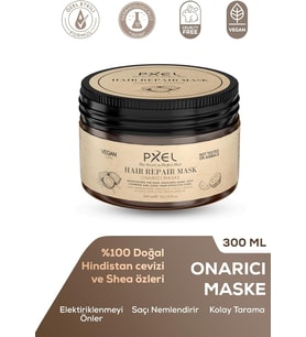 Onarıcı Saç Maskesi 300 ML – Hindistan Cevizi Yağı - Yıpranmış, Kuru ve Mat Saçlar İçin Derin Onarıcı ve Besleyici Maske - Parlaklık, Yumuşaklık ve Güç Sağlar - Vegan Formül