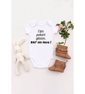 Unisex Bebek Cips Paketi Gibisin %80'nin Hava Baskılı Body Zıbın