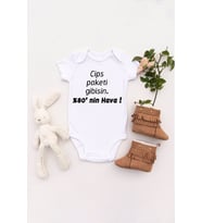 Unisex Bebek Cips Paketi Gibisin %80'nin Hava Baskılı Body Zıbın