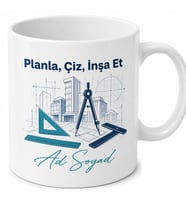 İsme Özel Planla Çiz İnşa Et Yazılı Mühendis Kupası Hediye Bardak