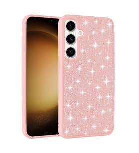 Samsung Galaxy S25 Plus Kılıf Parlak Taşlı Tasarım Pırlanta Kapak (Pembe)