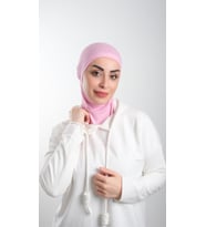 Pembe Pratik Hazır Geçmeli Tesettür Bone Sandy Kumaş Spor Hijab 2113_04
