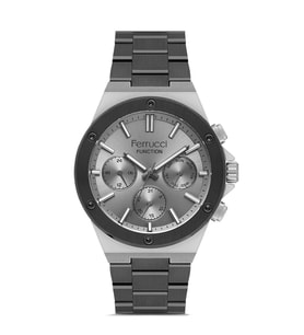 Ferrucci Füme Renk Fonksiyonları Aktif 43 mm Kasa Çap Erkek Kol Saati (Koyu Füme)