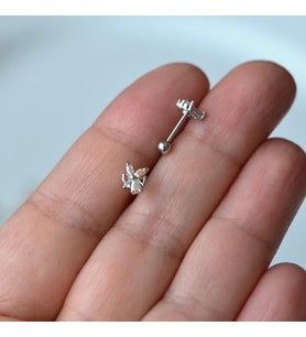 Hologram Çiçek Helix Piercing Kıkırdak Cerrahi Çelik Gümüş Renk (Çok Renkli)