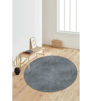 Dijital Baskılı Kaymaz Taban Yıkanabilir Yuvarlak Salon Halısı Koridor Halısı Paspas NDY-HT-12 (Antrasit)