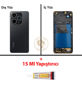 Infinix Hot 40İ Siyah Uyumlu Orta Kasa + B7000 Yapıştırıcı Full Kasa Kapak Gövde Housing