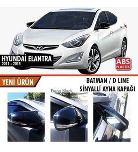 HYUNDAİ ELANTRA 2011-2015 BATMAN / D LINE SİNYALLİ AYNA KAPAĞI (Beyaz-Siyah)
