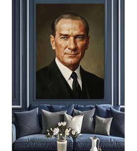 Atatürk Ciddi Portresi Dekoratif Kanvas - Mdf Ahşap Tablo