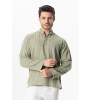 Uzun Kol Hakim Yaka Müslin Yazlık Sweatshirt Zeytin Yeşili Zytnysl