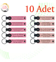Pembe & Yavru Ağzı, 10’lu Set, Tarih ve İsimli Deri Anahtarlık, Kurumsal Eğitim Katılımcılarına Anı