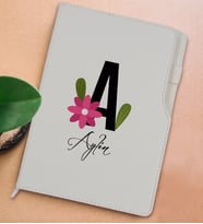 BK Gift Kişiye Özel Harf ve İsim Tasarımlı Beyaz Termo Deri Not Defteri 15x21cm-4