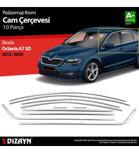 Skoda Octavia A7 SD Krom Cam Çerçeve Seti 10 Prç 2013-2020 A+ Kalite
