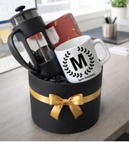 Kişiye Özel Silindir Kutu İsimli Kupa French Press Filtre Kahve Hediye Kutusu – Premium Hediye Seti