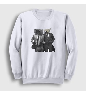 Presmono Unisex Beyaz Team Skibidi Toilet Sweatshirt 482411tt