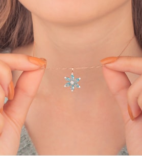 925 Ayar Gümüş Aquamarine Taşlı Nergis Çiçeği Kolye