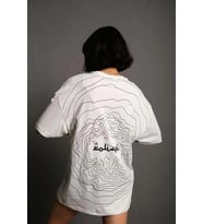 Kadın Bisiklet Yakalı Sırt Baskılı Kısa kol Oversize T-Shirt - Beyaz