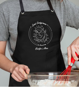 BK Gift Kişiye Özel İsimli Anneler Günü Tasarımlı Profesyonel Siyah Mutfak Önlüğü, Aşçı Önlüğü, Şef Önlüğü, Anneye Hediye-8