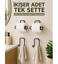 Mey İthalat® Rulo Kağıt Tutucu ve Havlu Bez Askılığı Seti 2’şer Adet Toplam 4 Parça