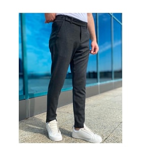 Slim Fit Dar Kesim İtalyan Model Kumaş Pantolon (Antrasit)