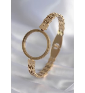 316L Çelik Gold Renk Arpa İşleme Açılabilir Fanus Model Kadın Kelepçe - TJ-BB5911