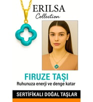 Sertifikalı Gold Yonca Model Firuze Turkuaz Taşı Kolye (Çok Renkli)