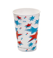 Karton Bardak  16 Oz Kımızı Beyaz Yıldız Desenli (50 Adet)